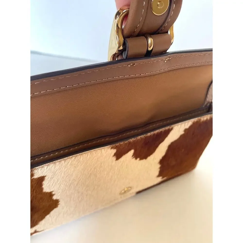 Coach Ashton Wristlet Haircalf Cow Print Leather Clutch CDY07  C